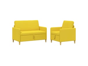 Canapé droit fixe   2 places Tissu jaune avec coffre de rangement