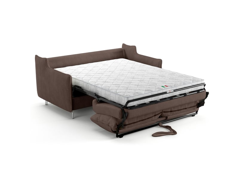  Canapé droit convertible 3 places en velours côtelé marron foncé - ouverture express - astoria Astoria - Conforama E