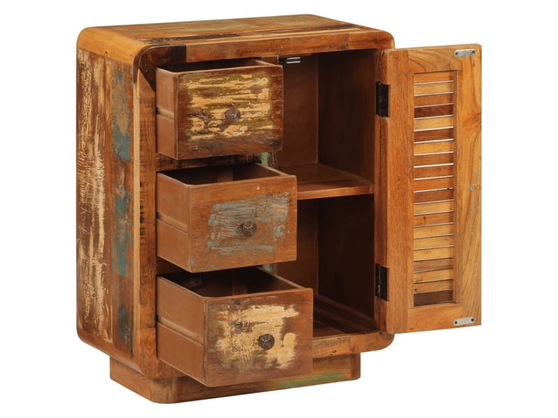  Buffet - bahut - meuble de rangement avec 3 tiroirs 55x30x70 cm bois de récupération massif  - Conforama D