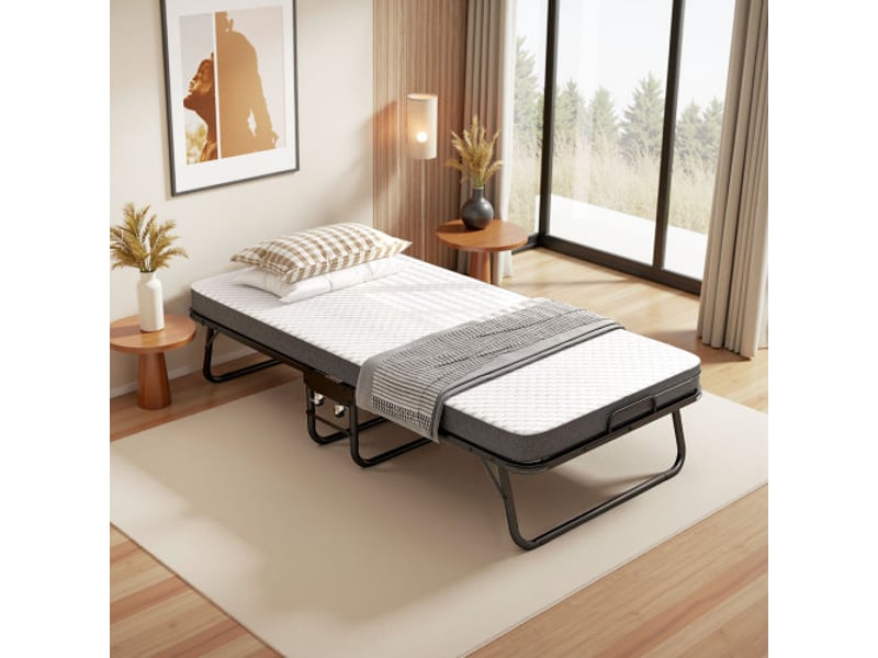  Lit enfant 90x190 cm, lit simple, sommier à lattes, en métal, noir, matelas inclus  - Conforama D
