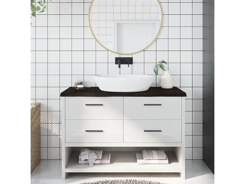  Comptoir de salle de bain, plan de travail marron foncé bois massif traité cf65872  - Conforama B