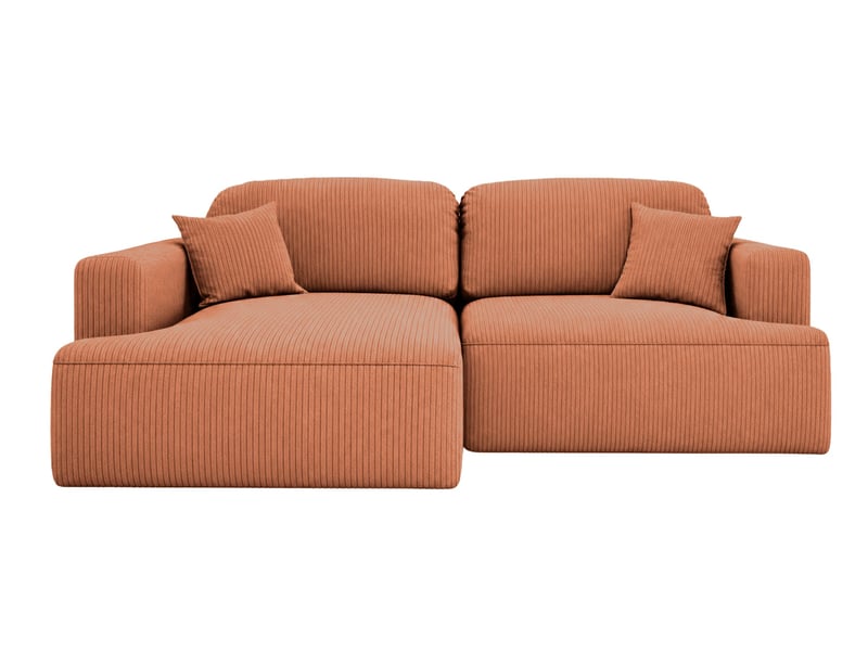 Chiara - canapé d'angle convertible petit velours côtelé 4 places terracotta gauche - Conforama A