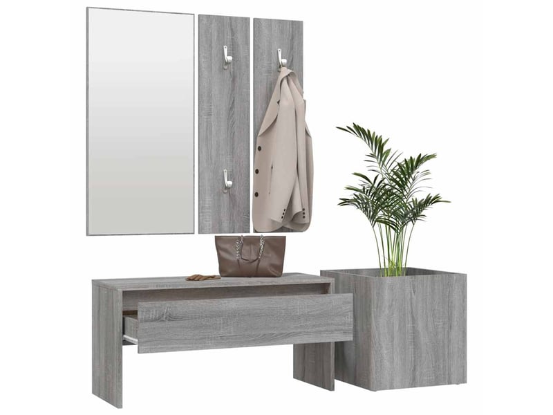  Ensemble de meubles de couloir sonoma gris bois d'ingénierie shl46137  - Conforama D