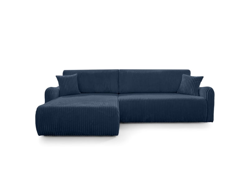 Apoline - canapé d'angle réversible convertible 4 places avec coffre en velours côtelé épais - Conforama E