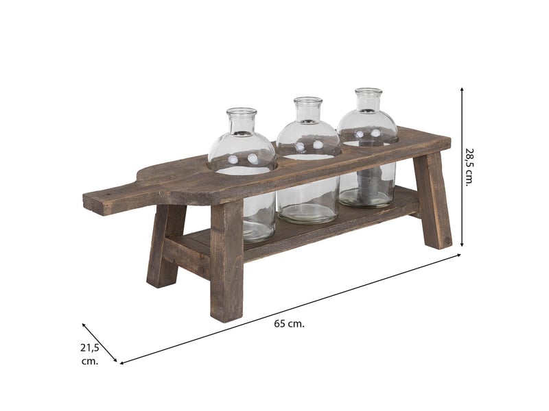  Vases avec support en bois brun 65x21,5x28,5 cm h  - Conforama C