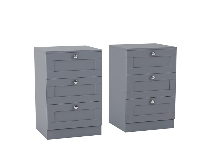 Table de chevet altino 3 tiroirs, commode de nuit, chambre, set de 2, 62x40x36cm, gris 3332180 - Conforama A