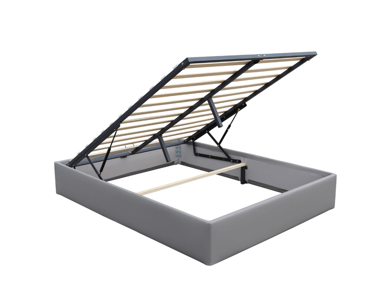 Ensemble lit coffre et matelas 160x200 cm - couleur : gris - matelas latex accueil moelleux soutien lorisgris-marie-160x200-gris - Conforama C