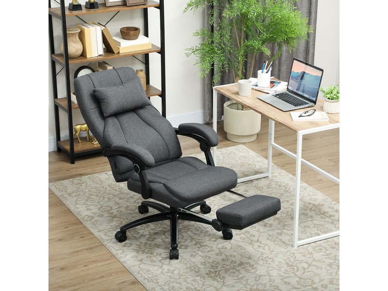  Fauteuil de bureau massant, interface usb, roulettes pivotantes, gris foncé  - Conforama D