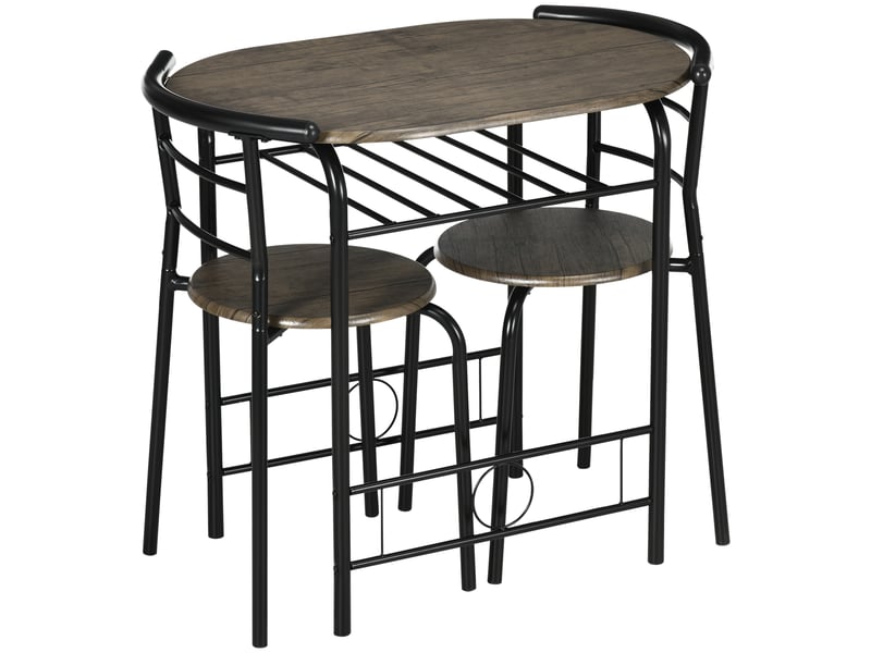 Ensemble bistro, 3 pièces, 1 table, 2 chaises, 80 cm x 53 cm x 74,5 cm, noir  - Conforama B