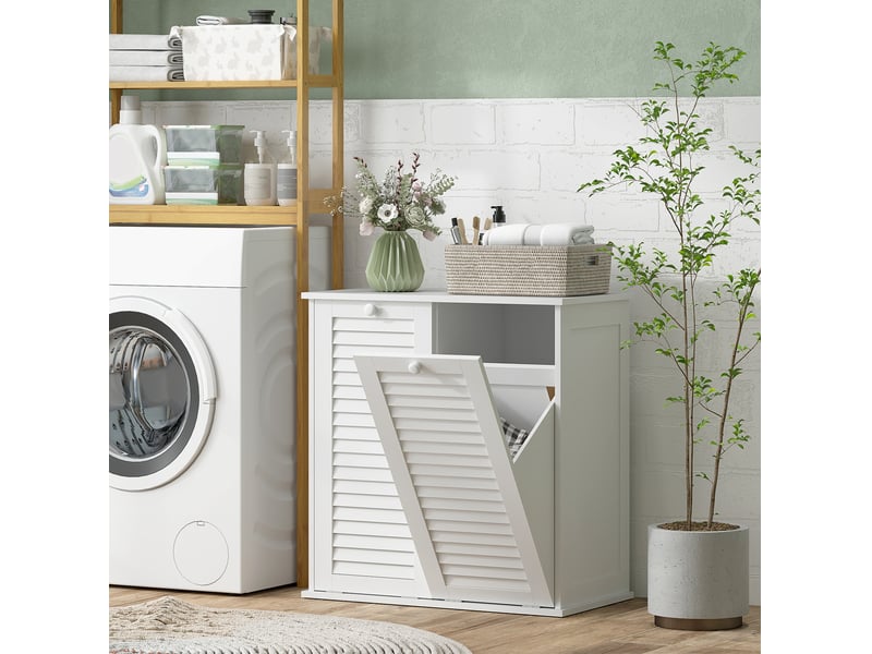 Meuble à linge salle de bain 2 paniers basculants evryae - Conforama B