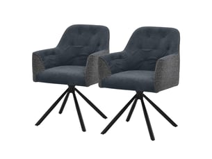 Ml-design lot de 2 chaises de salle à manger cuisine, pivotantes à 360°, en tissu tissé et simili, avec accoudoirs et dossier, cadre en acier, pieds réglables, rembourrage confortable, anthracite