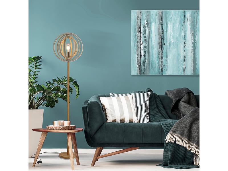  Lampadaire design pour le salon, abat-jour réglable en anneau de bois, douille e27, ø 38 x 160 cm  - Conforama C