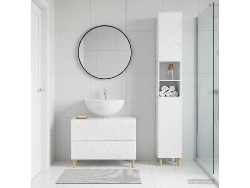  Ensemble de 2 meubles de salle de bain delft blanc brillant cf63104  - Conforama B