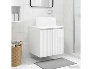 Vanité de lavabo mural, meuble de rangement blanc brillant 49.5x44.5x66 cm