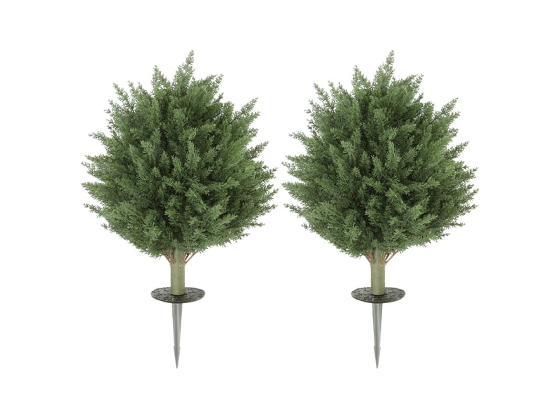  Lot de 2 plantes artificielles, cyprès artificiel résistant aux uv avec 387 feuilles et piquet, ø 40 x 60 cm (h), vert  - Conforama A
