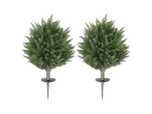 Lot de 2 plantes artificielles, cyprès artificiel résistant aux uv avec 387 feuilles et piquet, ø 40 x 60 cm (h), vert