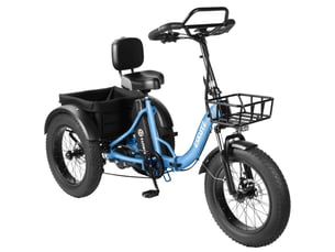 Tricycle électrique 20 eskute t302pro, 48v 250w 20.8ah, confort ergonomique, bleu