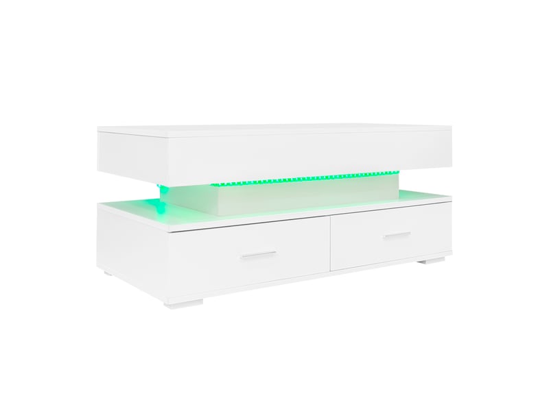  Table basse relevable - led rgb - mécanisme hydraulique - compartiment secret - design contemporain  - Conforama R