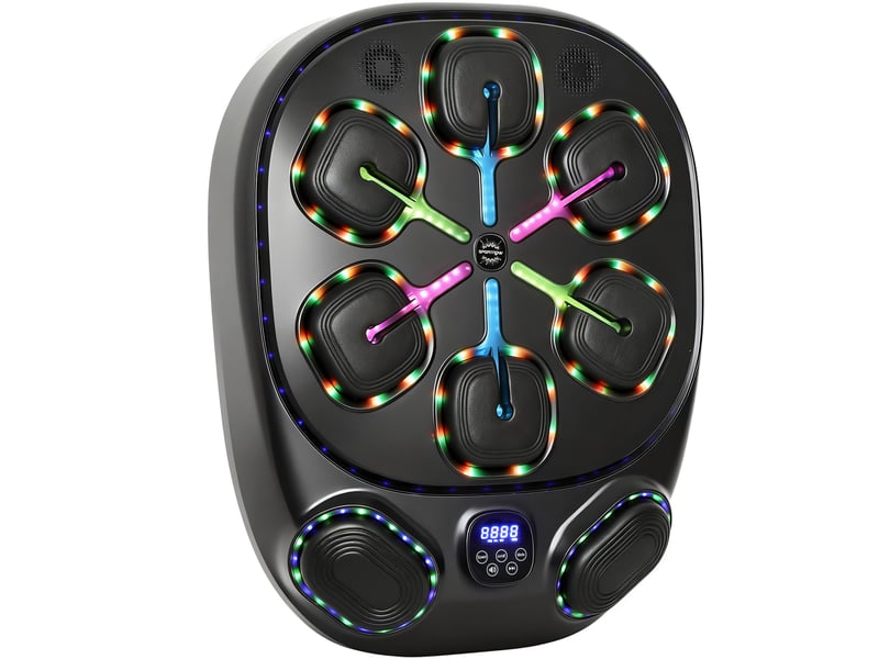 Machine de boxe musicale murale avec 9 modes, lumières led et connexion bluetooth, 61 x 48 x 11 cm, noire - Conforama A