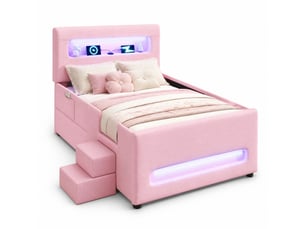 Lit simple 90x200 cm HAVRYA coloris rose