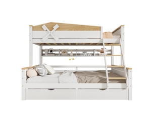 Lit superposé 90x200 cm <strong>MERAX</strong>  <strong>lit enfant bicolore</strong> coloris bicolore