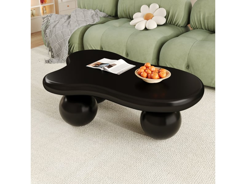  Table basse nuage avec led 16 couleurs et bords arrondis, style moderne, pour salon ou chambre d'enfant, mdf, noir  - Conforama D
