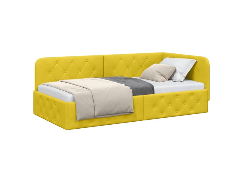  Lit simple- lit adulte -  cadre de lit d'angle jaune 100 x 200 cm velours  - Conforama B