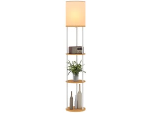 Lampadaire avec étagères, 3 températures de couleur, télécommande, idéal pour le salon, la chambre ou le bureau, lumière naturelle.