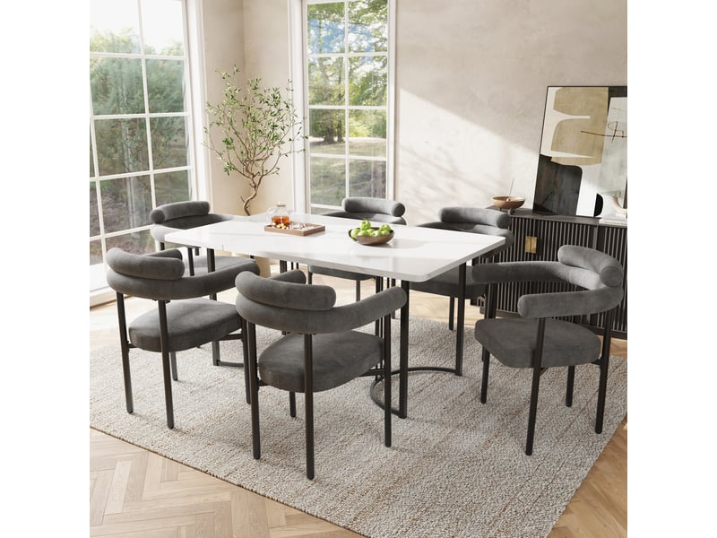 Lot de 2 chaises de salle à manger en tissu effet daim gris foncé  - Conforama C