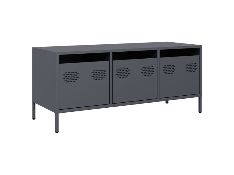  Meuble tv - banc tv - meuble de rangement anthracite 101,5x39x43,5 cm acier laminé à froid  - Conforama A