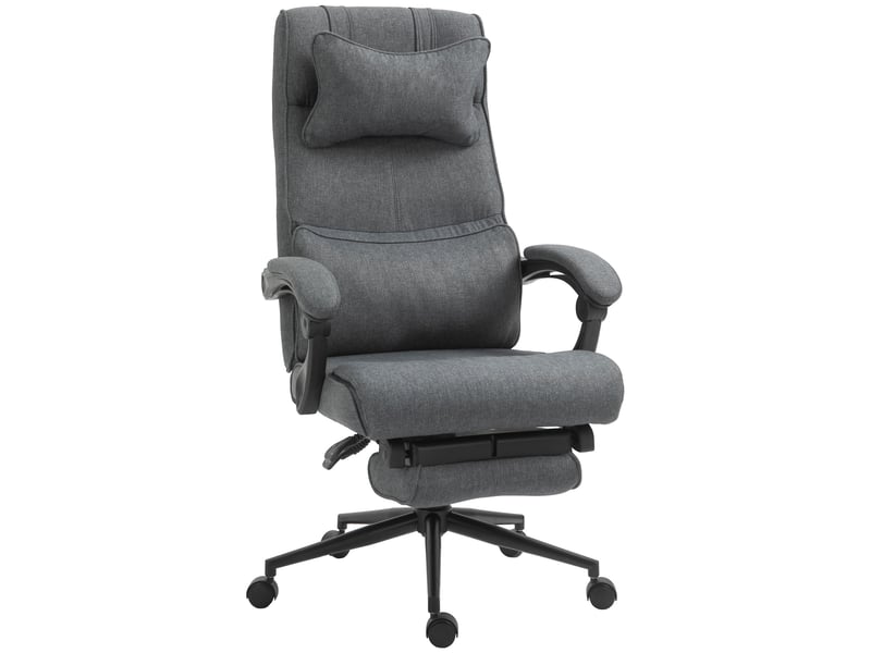  Chaise de bureau ergonomique réglable en hauteur avec accoudoirs et repose-pieds, 66 x 70 x 115-123 cm, grise  - Conforama A