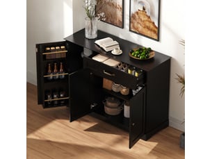 Buffet 3 porte(s)  1 tiroir(s) <strong>HAVRYA</strong> <strong></strong> - 107 cm coloris noir 