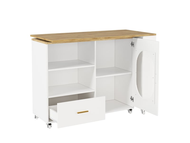  Îlot de cuisine mobile plateau pivotant 360° et rangement homvra  - Conforama A