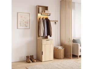 Penderie modenvie avec led et tiroir à bijoux mdf chêne 45 x 47 x 200 cm