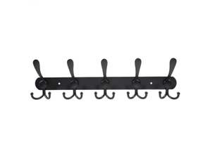 Noir) porte-manteau mural – 5 crochets assortis, robuste, en acier inoxydable, en métal pour vêtements, serviettes, sacs à main, peigno