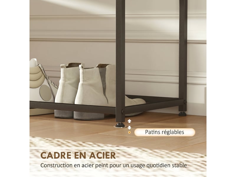  Table console en acier 2 étagères design moderne pour salon entrée couloir noir 100 x 30 x 87 cm  - Conforama E