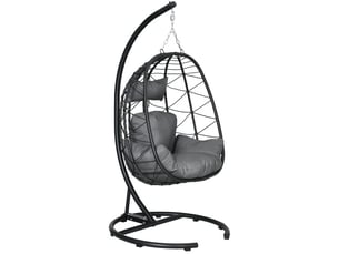 Fauteuil suspendu en rotin avec support, coussin, housse imperméable, 195 cm, 150 kg