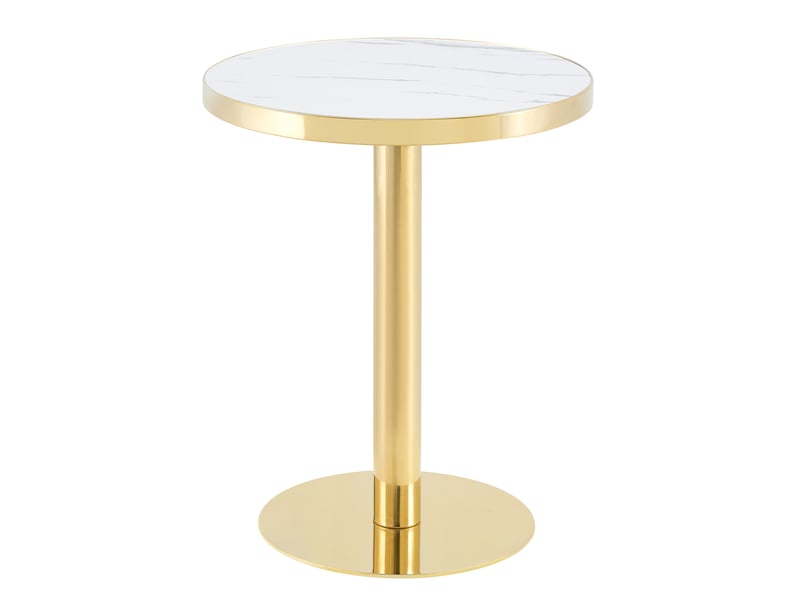 Table d’appoint ronde,60x60x74 cm,mdf,effet marbre blanc et doré  - Conforama A