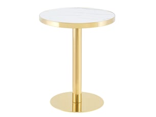 Table d’appoint ronde,60x60x74 cm,mdf,effet marbre blanc et doré