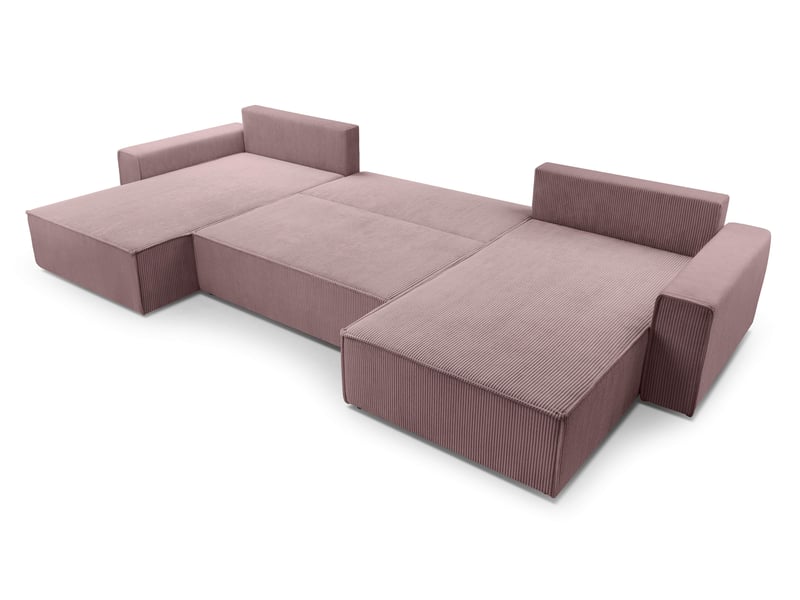  Canapé d’angle en velours côtelé blanc cedria – 287 cm Cedria U - Conforama C