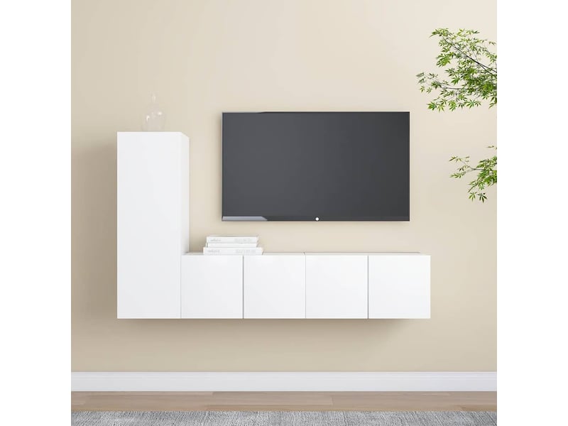  Ensemble de meubles tv 3 pcs blanc bois d'ingénierie shl31308  - Conforama B