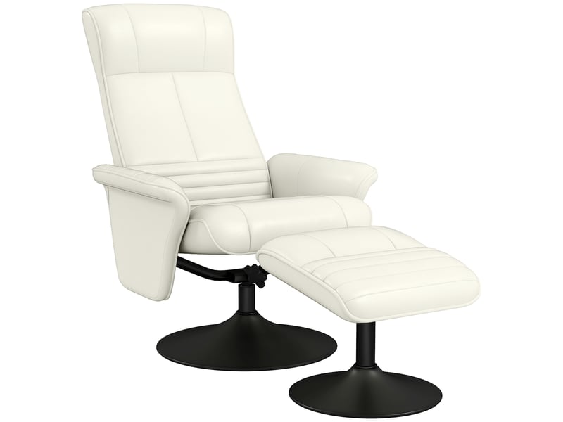  Fauteuil inclinable, fauteuil tv avec repose-pieds, pivotant, ergonomique, aspect microfibre, jusqu'à 150 kg, blanc crème  - Conforama B