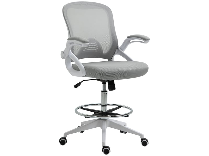  Chaise de bureau pivotante, avec repose-pieds et siège pivotant, en acier noir, 64 x 60 x 106-126 cm  - Conforama B