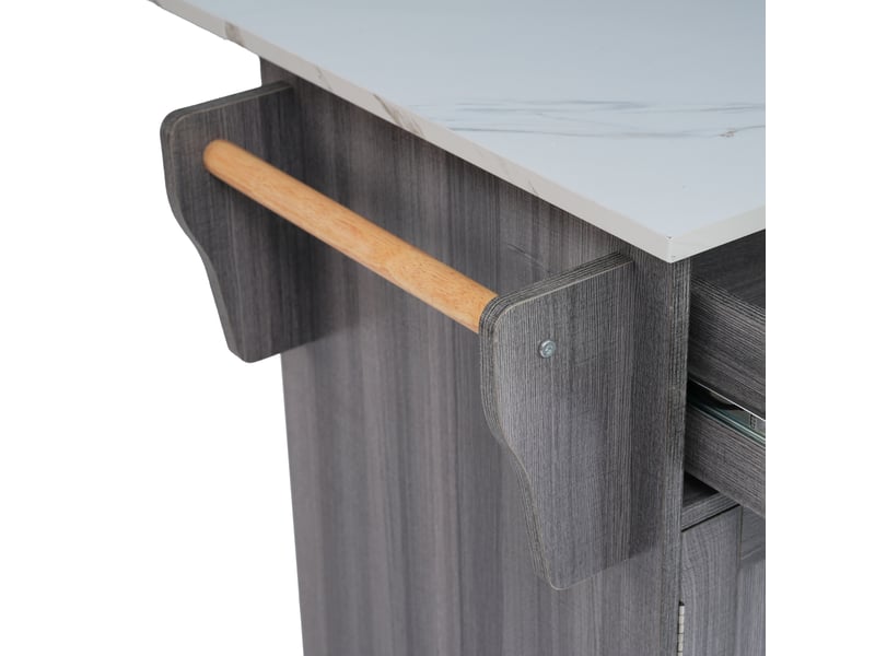  Desserte de cuisine 129x46x91,5 cm plateau extensible mdf gris  - Conforama D