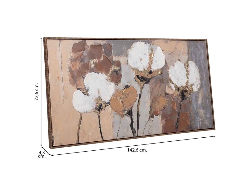  Tableau peint à la main avec cadre en bois orange 143x4x73h cm  - Conforama C