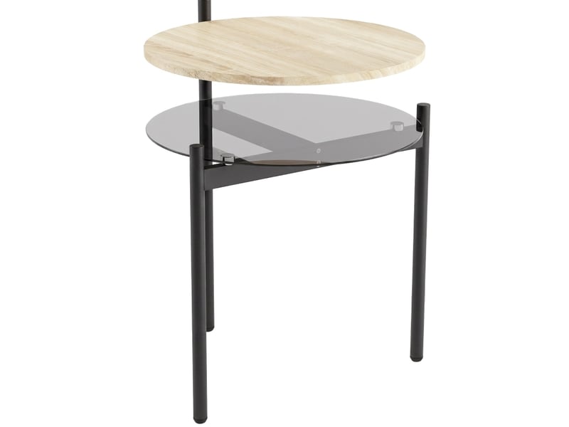  Table d'appoint ronde 41,8 x 39,8 x 53,5 cm - chêne clair - étagère ouverte en verre et pieds réglables  - Conforama D