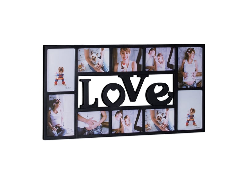  Cadre photos mural décoratif pour 10 photos 36,5 x 72 x 2 cm en plastique noir 13_0008606  - Conforama E