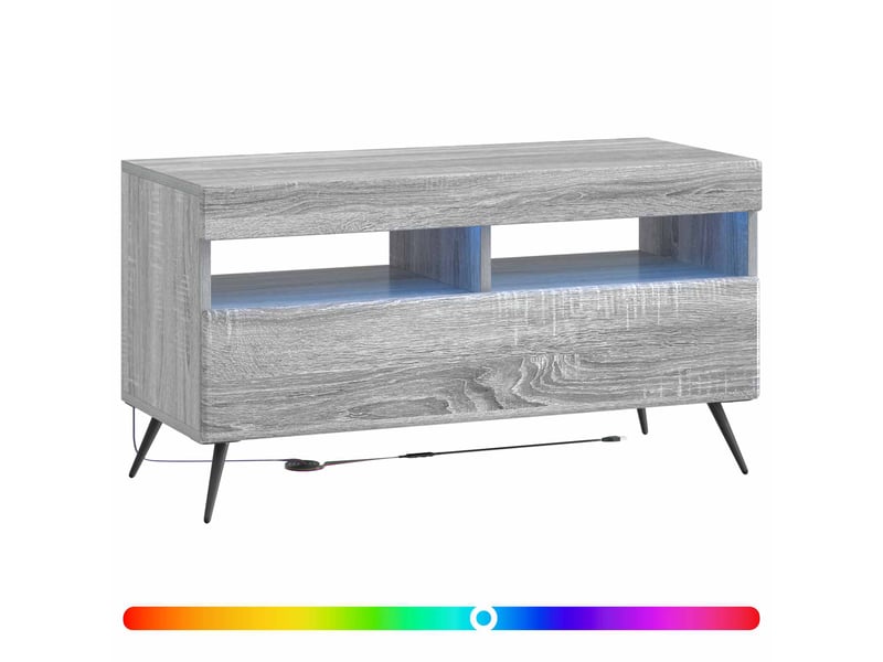  Meuble tv - banc tv - meuble de rangement led sonoma gris bois d'ingénierie  - Conforama C