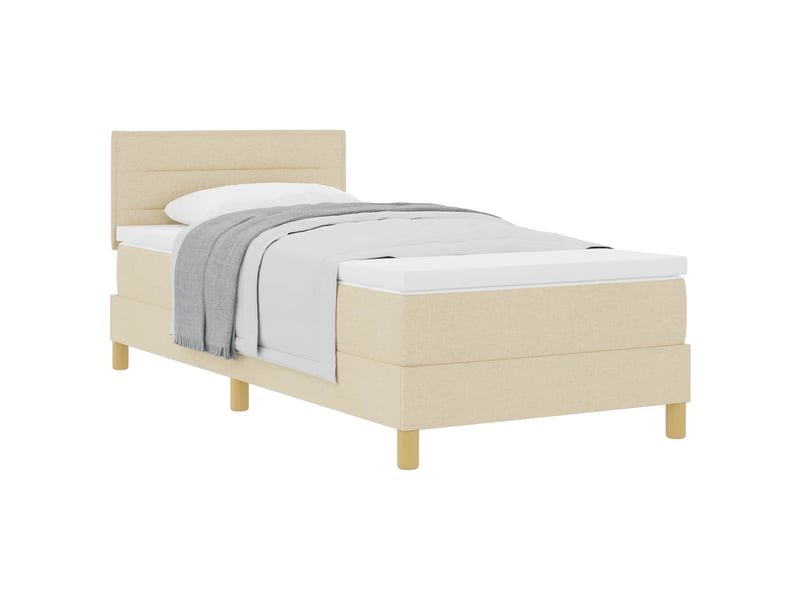  Lit adulte, lit simple, lit à ressorts avec coussin crème 100x200cm tissu cf16779  - Conforama A
