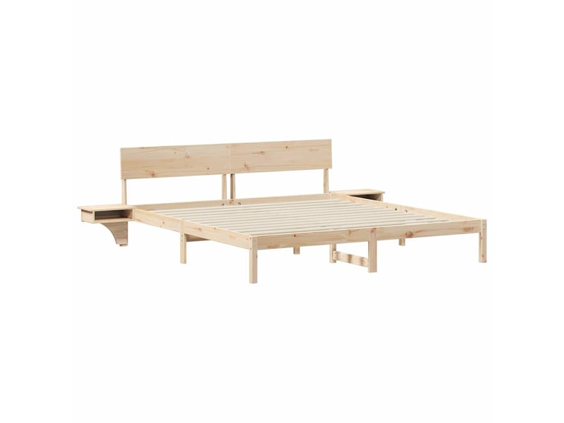  Lit double- lit adulte -  cadre de lit avec tête de lit marron 200 x 200 cm pin massif  - Conforama C